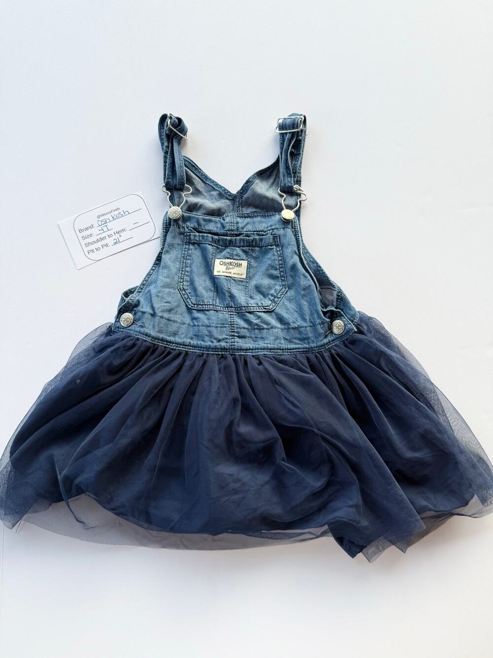 Blue tulle tutu dress overalls Osh Kosh 4T
